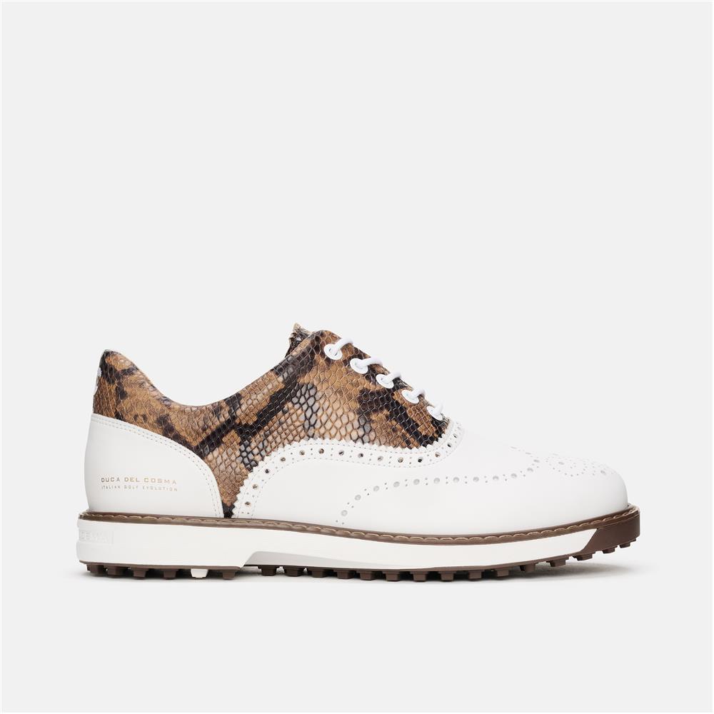 ゴルフシューズ  DUCA DEL COSMA  レディース  25cm Dandy Leggero - White/Snake – Duca del Cosma - Italian Golf Shoes