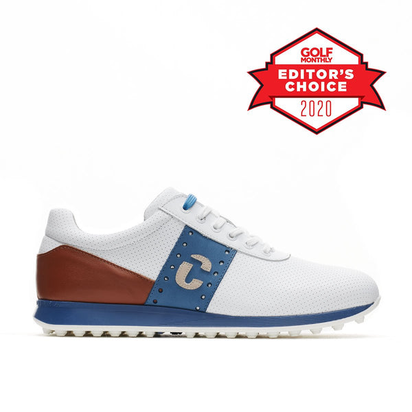 Men s Belair White Cognac Golf Shoe Duca del Cosma Italian
